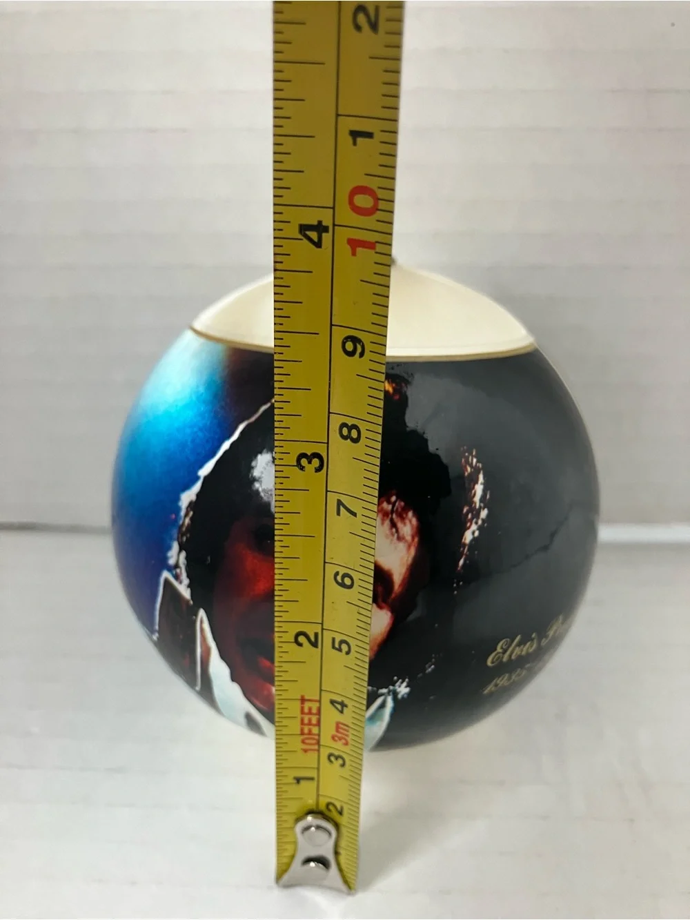 Vintage Elvis Presley Memorial Christmas Ornament Satin Thread with Photo Ball